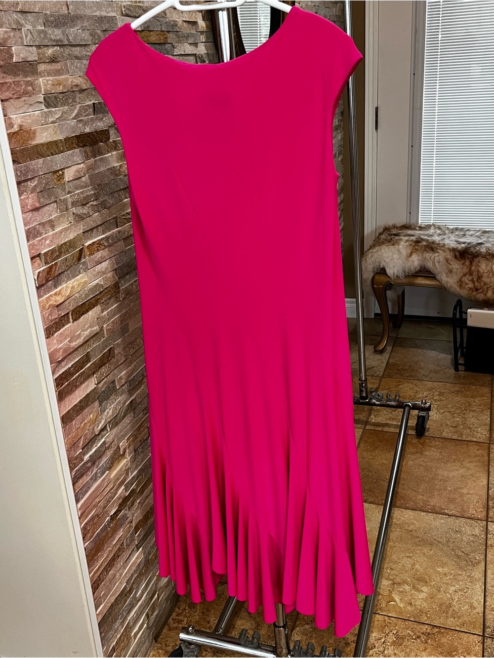 Ribkoff Ultra Pink Bias Cut Pleated Hem Dress LN 10/12
